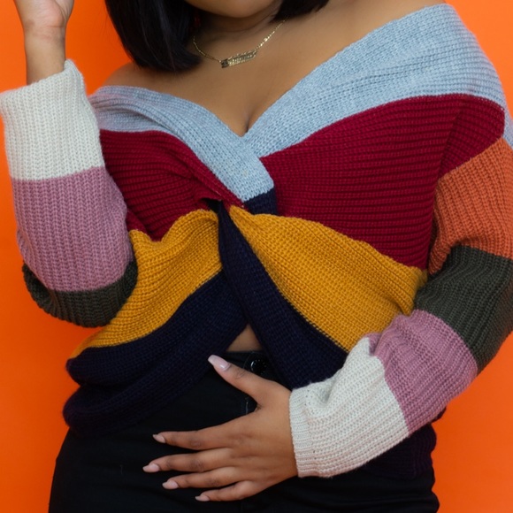 Off the shoulder Fashion Nova Knitted Sweater Size Medium - Picture 1 of 3